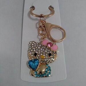 Fashion Jewelry Hello Kitty Gold & Blue Keychain *NWT*